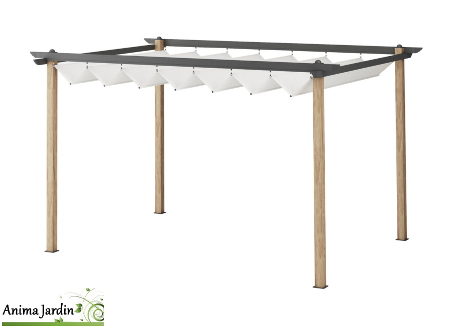 Pergola Darwin 3x4 m, Aluminium & Acier, imitation bois, Aluminium, proloisirs, Anima Jardin