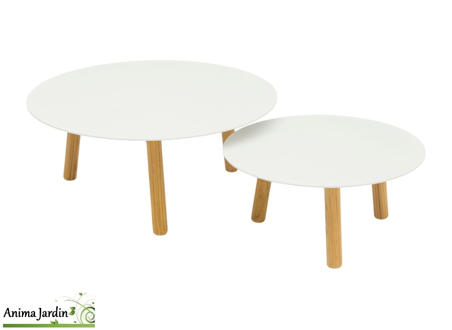 Lot de 2 tables basses Even, Aluminium et résine, proloisirs, Anima Jardin