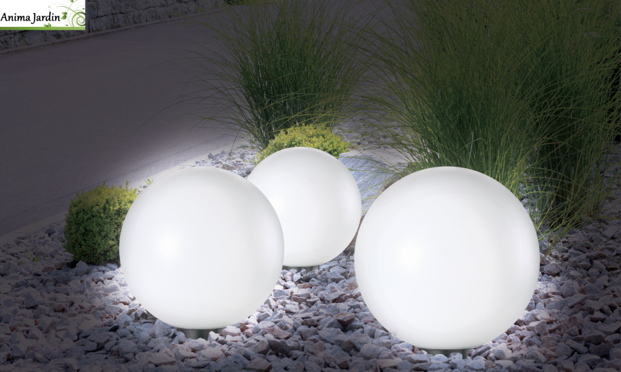 Lot de 2 boules solaire 15 cm, éclairage extérieur, Comete