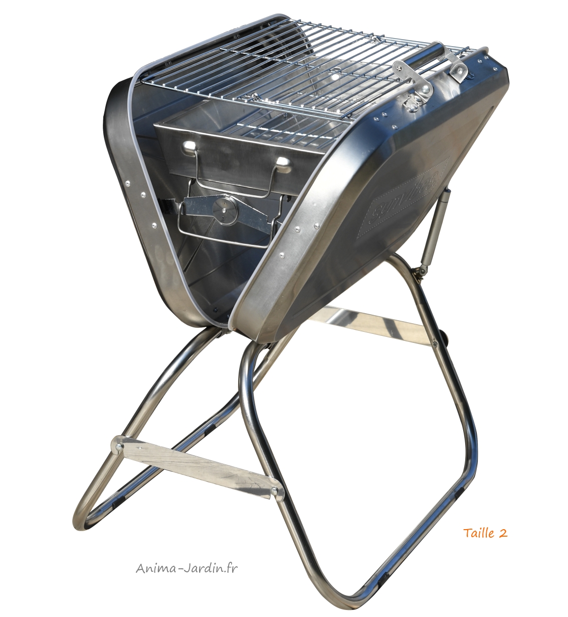 Barbecue Pliable en Acier Inoxydable Nevada, 40,5 x 30 x 2,5 cm, Barbecue  Charbon de Bois Portable