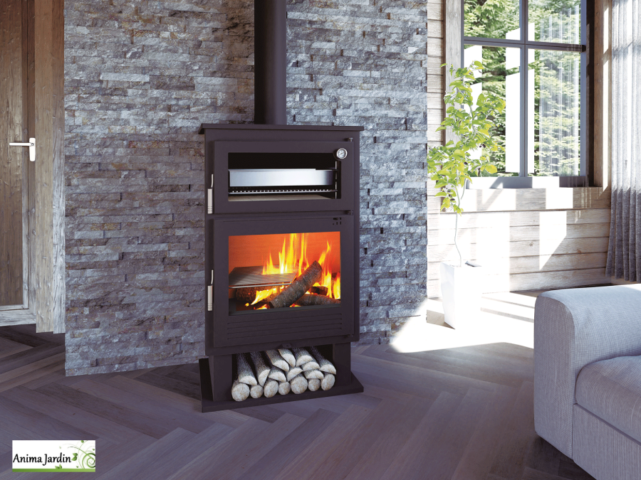 Poêle à bois avec four en acier inoxydable 11,7 kW, Furno