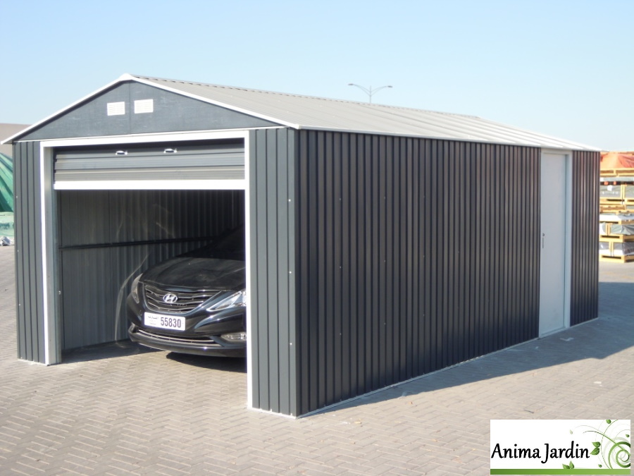 Garage en métal Optimo gris anthracite, 20,80 m², BGS, Duramas, Anima-Jardin.fr