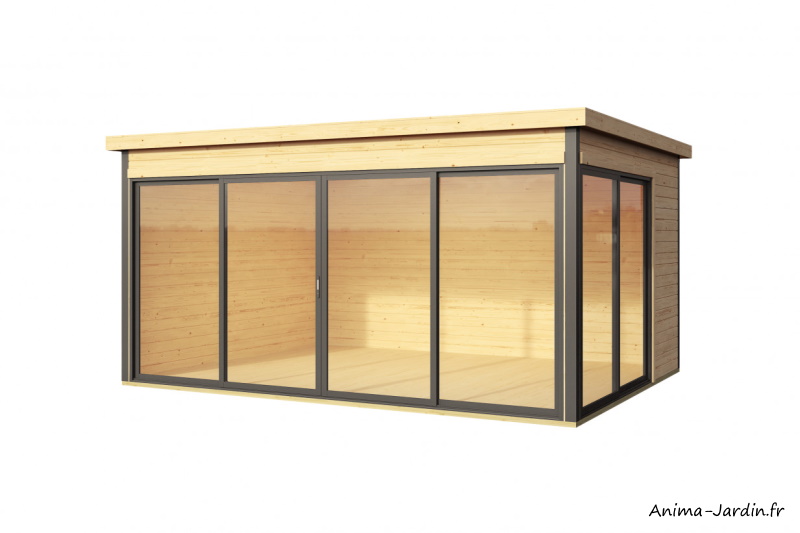 Abri de jardin en bois-Doméo 4 Plus-12,81 m²-44mm-Anima-Jardin.fr