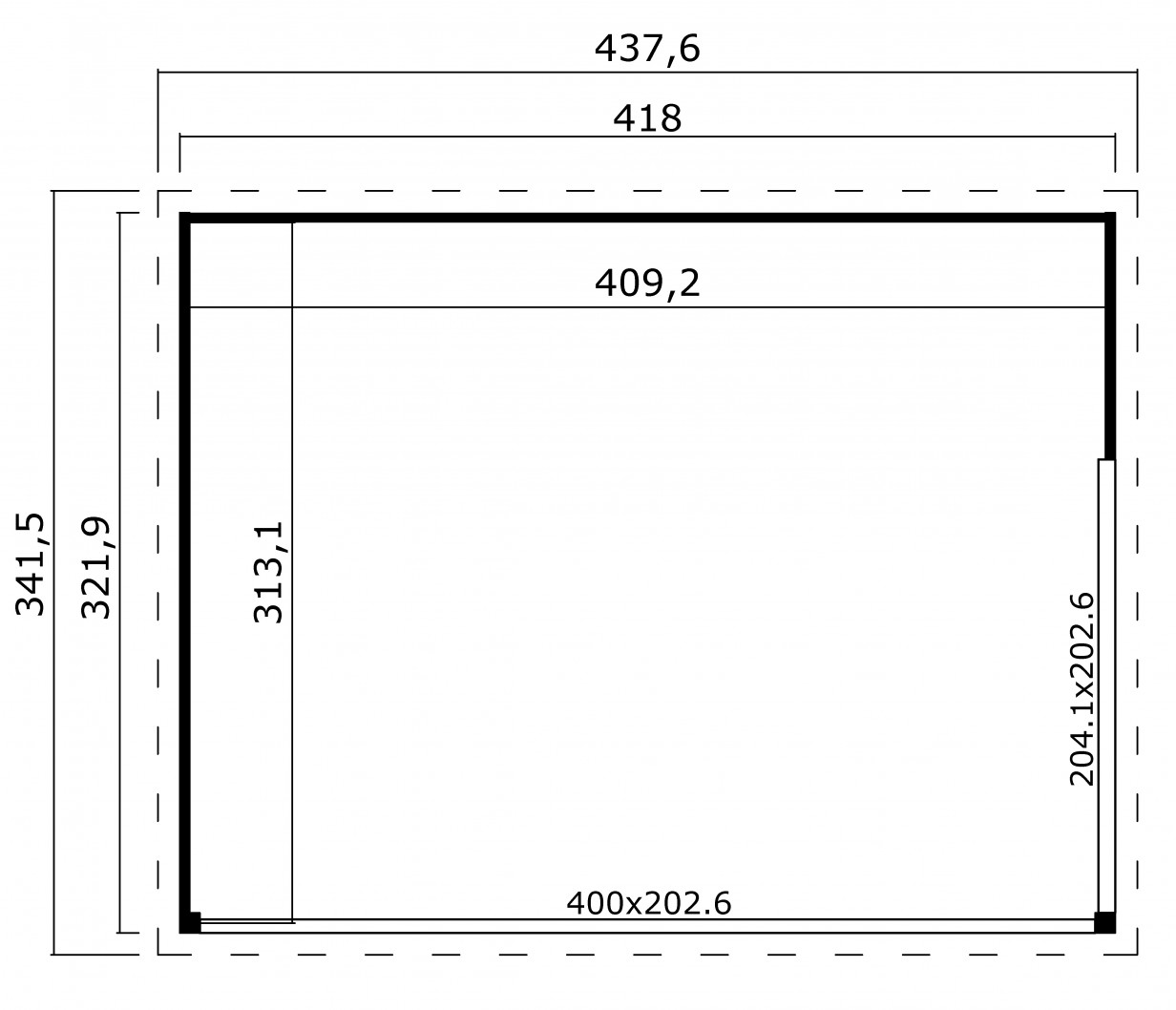 Abri de jardin en bois-Doméo 4 plus-12,81 m²-44 mm-dimensions-Anima-Jardin.fr