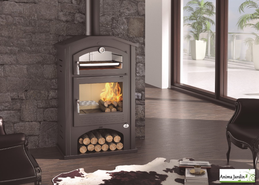 Poêle à bois avec four surround en acier inoxydable 11,7 kW, Fama