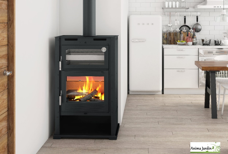 Poêle à bois avec four surround en acier inoxydable 11,7 kW, Kialo