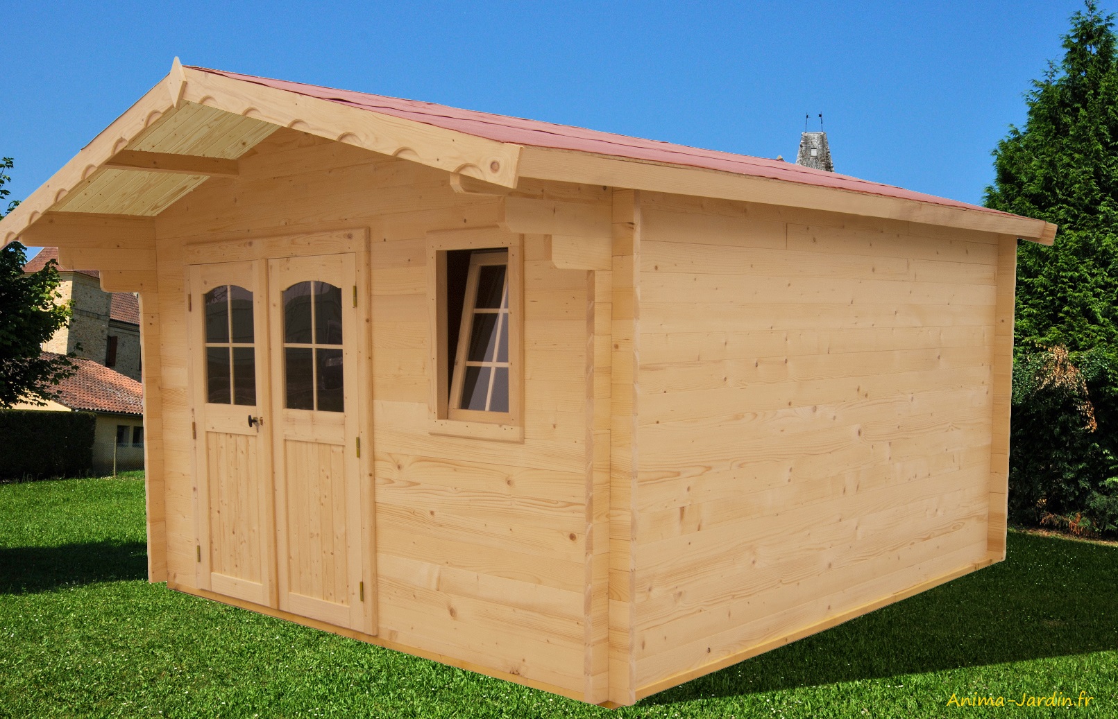 Abri de jardin en bois-42mm-10,33 m²-2 portes-semi-habitable-chalet de jardin-Foresta-Anima-Jardin.fr