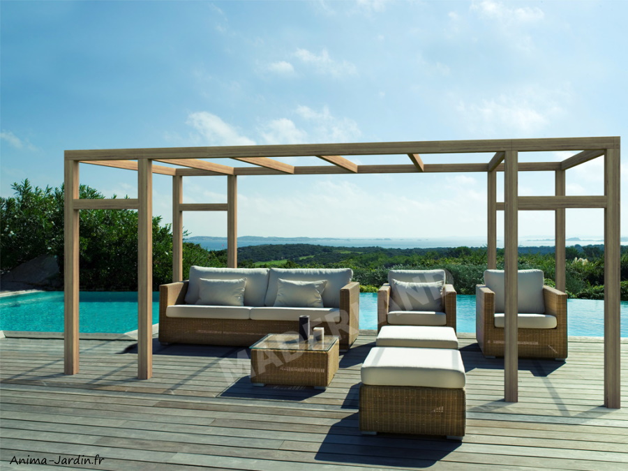 Pergola sur pieds en bois laminé, Granada, Maderland, Anima-Jardin.fr