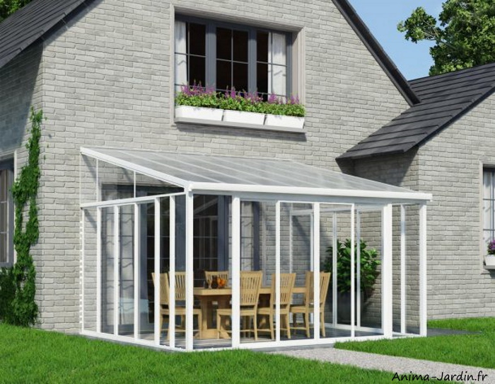 Veranda Sanremo, 16,7 m², aluminium et WPC, Canopia,Anima-Jardin.fr