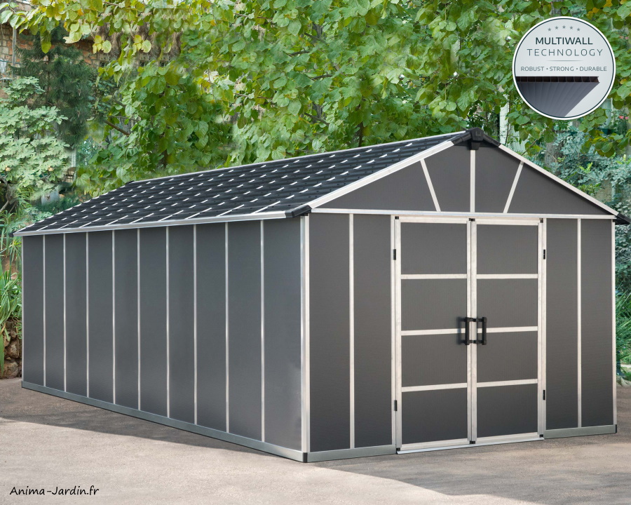 Abri de jardin Yukon Grey, 21,3 m², aluminium, Canopia,Anima-Jardin.fr