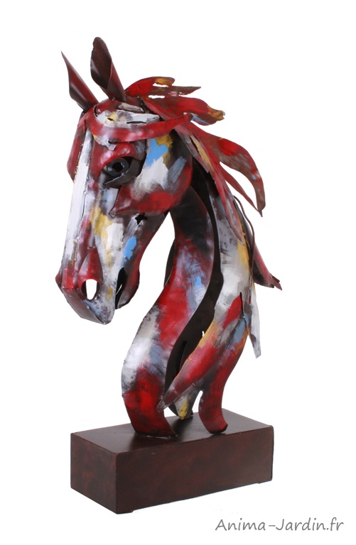 Statue, tête de cheval, silhouette, métal, décoration intérieure
