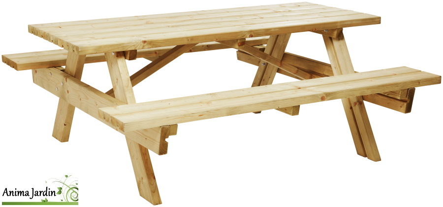 Table pique-nique en bois 4-6 personnes Quali, OLG, Anima-Jardin.fr