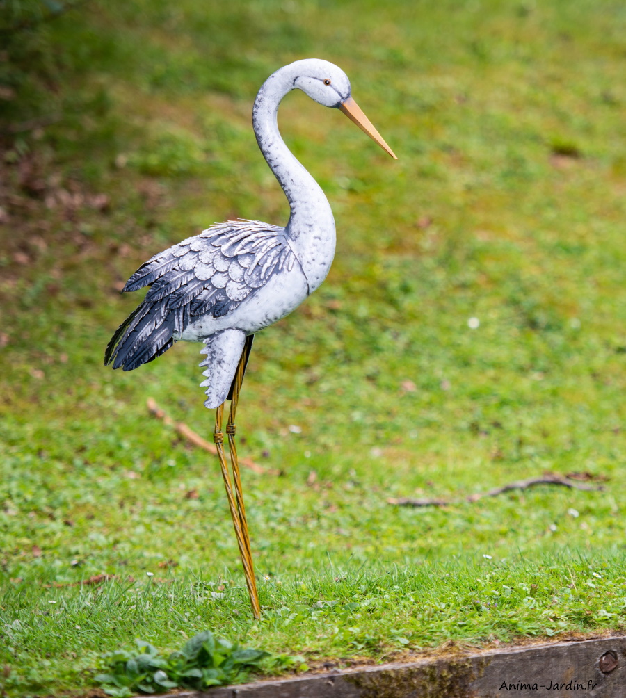 Cigogne, H.85 cm, animal en métal, décoration extérieur, Garden IDAnima-Jardin.fr