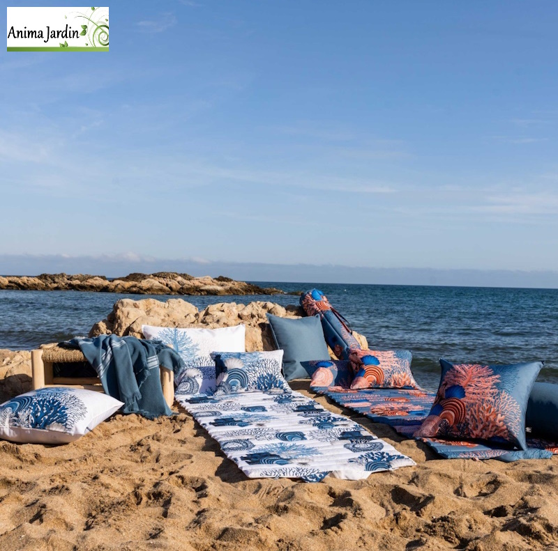 Matelas de plage Blue Stone, Bain de soleil Blue Stone, Motif Marine, Sud Etoffe, anima jardin, pas cher