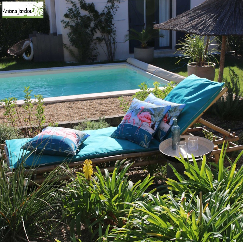 Matelas pour Bain de soleil / Transat, Juan Les Pins, Lagon uni, Sud Etoffe, Sud Etoffe, anima jardin, pas cher